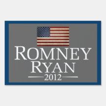 Mitt Romney Paul Ryan with American Flag Yard Sign