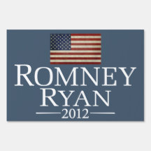 Mitt Romney Paul Ryan with American Flag Lawn Signs