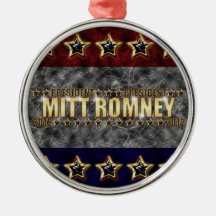 Mitt Romney Stars and Stripes Christmas Ornament