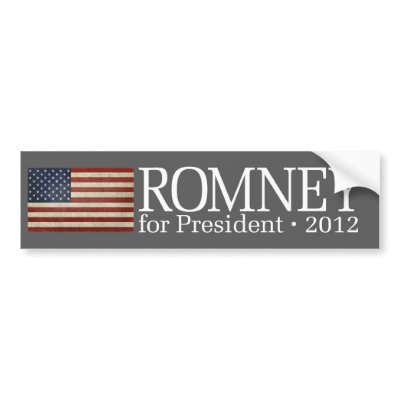 Mitt Romney with USA Flag Bumper Stickers