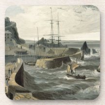 Mivagissey, Cornwall, from Volume VIII of 'A Voyag Beverage Coaster