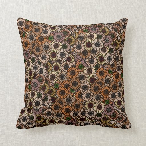 Mix and Match Earth Tone Flowers Throw Pillow Zazzle