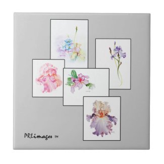 Mixed Bouquet Gray Background Tile