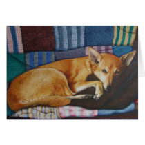 mixed breed brown dog realist art blank card