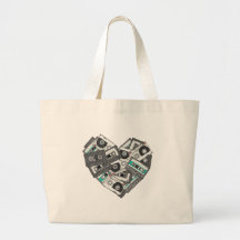 Mixed Feelings Cassette Tape Heart Canvas Bags