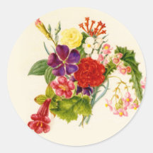 Mixed Flower Bouquet Round Sticker
