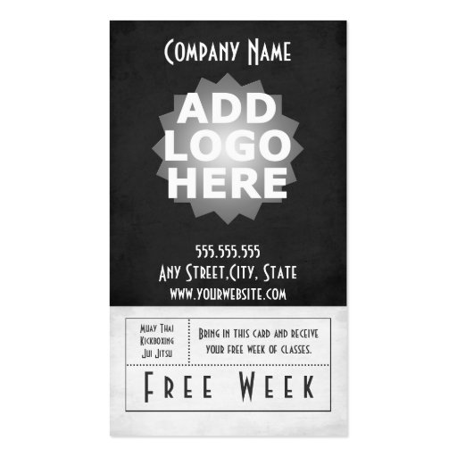 Mixed Martial Arts Business Card Free Week Pass (front side)