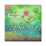 Mixed Media Altered Art Collage Imagine Magnet