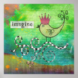 Mixed Media Altered Art Collage Imagine Poster