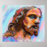 Mixed Medium Jesus Painting, Giclee on Canvas Poster
