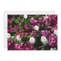 Mixed spring flowers in flower bed custom invites
