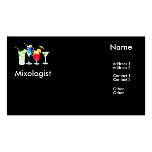 Mixologist Business Card (front side)