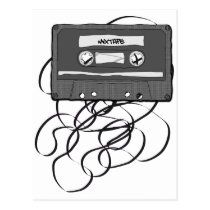 mixtape, cassette, tape, music, 80s, vintage, funny, audio, old school, cassette tape, retro, street, geek, audio cassette, hip-hop, popular, band, postcard, Postkort med brugerdefineret grafisk design