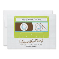 Mixtape Wedding (Lime / Light Blue) Save the Date invitation