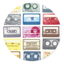 Mixtapes Graphic Round Stickers