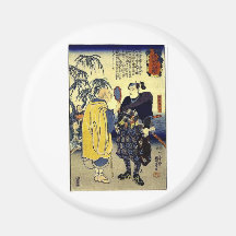 Miyamoto Musashi and the Fortune Teller c. 1800's Refrigerator Magnets