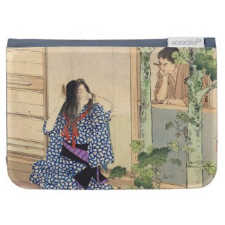 Mizuno Toshikata, Bijin combing hair vintage japan Kindle Case