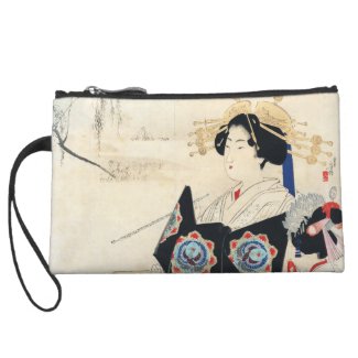 Mizuno Toshikata Courtesan and Maid oriental art Wristlet Clutches