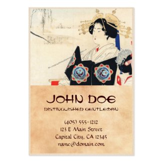 Mizuno Toshikata Courtesan and Maid oriental art Business Card