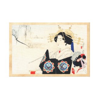 Mizuno Toshikata Courtesan and Maid oriental art Gallery Wrap Canvas
