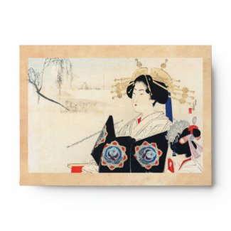 Mizuno Toshikata Courtesan and Maid oriental art Envelopes