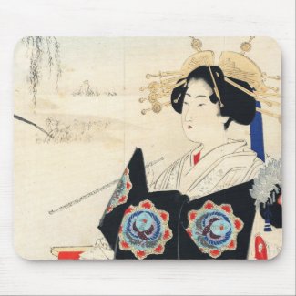 Mizuno Toshikata Courtesan and Maid oriental art Mouse Pads