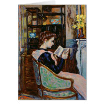 Mlle. Guillaumin reading, 1907 cards
