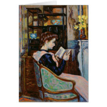 Mlle. Guillaumin reading, 1907 Greeting Card