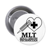 MLT HEART SYRINGE MEDICAL LAB TECH LOGO PINBACK BUTTON