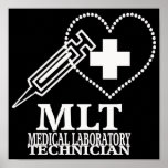 MLT HEART SYRINGE MEDICAL LABORATORY TECH LOGO POSTERS
