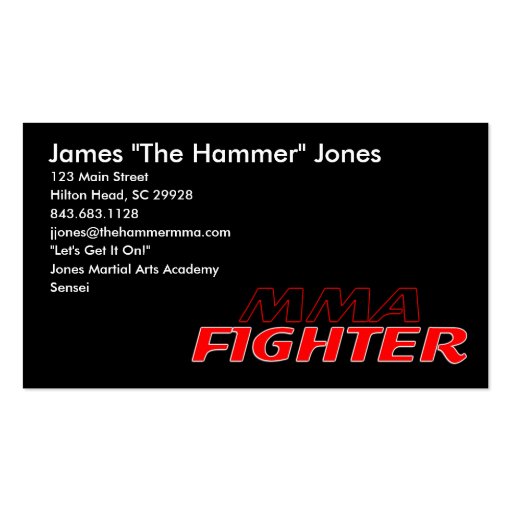 MMA FIGHTER BUSINESS CARD