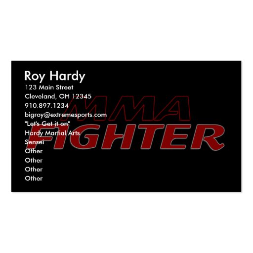 MMA FIGHTER DESIGN 1 BUSINESS CARD (front side)