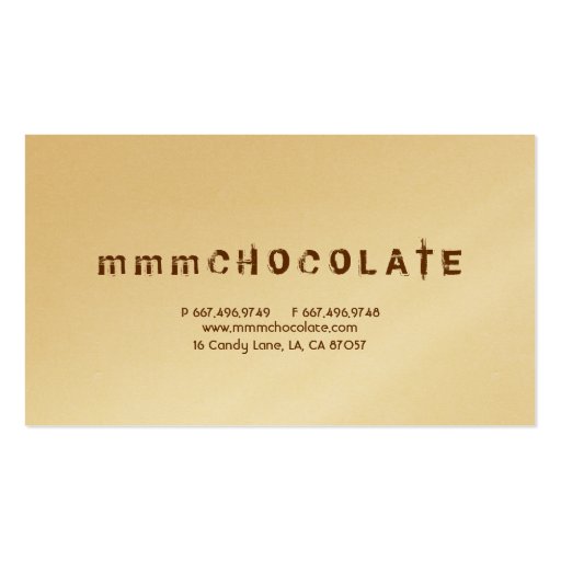 mmmCHOCOLATE Business Cards (back side)