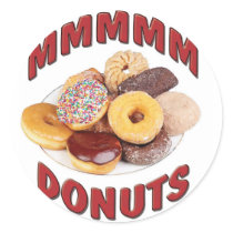 MMMMM DONUTS ROUND STICKERS