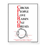 Circus People Love Raisin Oat Bread = Visual Pathway: 1. CORNEA, 2. PUPIL, 3. LENS, 4. RETINA, 5. OPTIC NERVE, 6. to brain
Do you remember studying for the big exam late into the night? We used Mnemonic flashcards to remember everything from the planets to the bones of the hand. These beautiful graphic prints are an homage to those witty and humorous mnemonics, our college days, and the knowledge imbibed there. Mnemonic: Circus People Love = Visual Path Poster