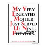 My Very Educated Mother Just Served Us Nectarines (Nine, Potatoes) = Mars, Venus, Earth, Jupiter, Saturn, Uranus, Neptune, (Pluto)
Do you remember studying for the big exam late into the night? We used Mnemonic flashcards to remember everything from the planets to the bones of the hand. These beautiful graphic prints are an homage to those witty and humorous mnemonics, our college days, and the knowledge imbibed there. Mnemonic: My Very Educated Mother = Planets Posters