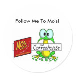 Mo's Coffee house Logo, Follow Me To Mo's! stickers