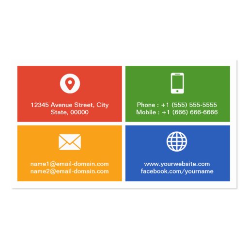 Mobile App Developer - Creative Modern Metro Style Business Card Templates (back side)