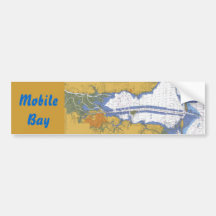 Mobile Bay Nautical Chart Bumper Sticker