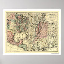 Mobile & Northwestern Railroad Map 1871 Print