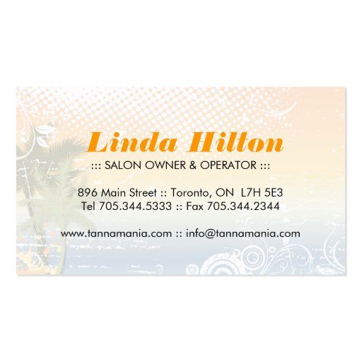 Mobile Tanning Salon Business Card (back side)