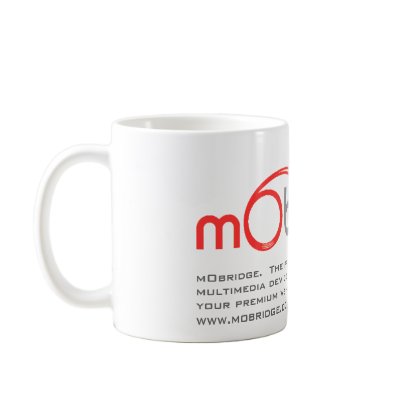 mObridge Australia white logo mug. by mobridge