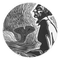 Moby Dick Captain Ahab Round Stickers
