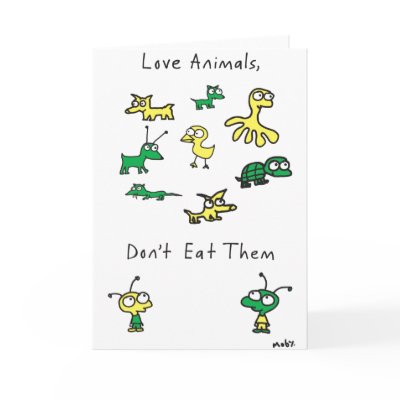Moby's Love Animals, Don't Eat Them Card by PETA