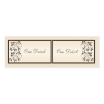 Mocha and Ivory Floral Drink Tickets Business Card Template