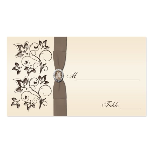 Mocha and Ivory Floral Placecards Business Cards (back side)
