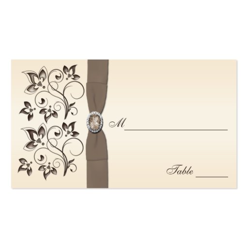 Mocha and Ivory Floral Placecards Business Cards (front side)