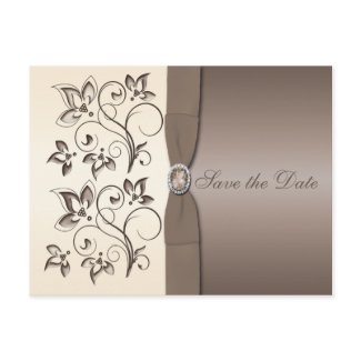 Mocha and Ivory Floral Save the Date Postcard postcard