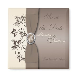 Mocha and Ivory Floral Wedding Favor Magnet magnet