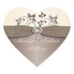 Mocha and Ivory Floral Wedding Favor Sticker
